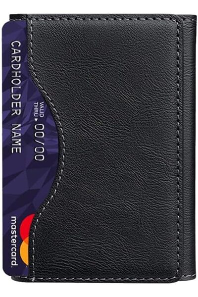 Lacoz Leather Trifold Card Holder with Magnetic Closure 6 Slots ID Window Pho...