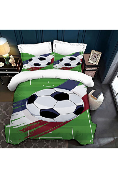 OEM Set de lenjerie de pat cu model fotbal 3D, husă de pilotă 220x240 cm cu 2...