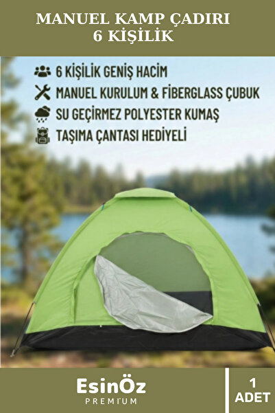 EsinÖz #Çadır 6 Kişilik Su Geçirmez Manuel Kamp Çadırı 220x250x150 cm Taşıma ...