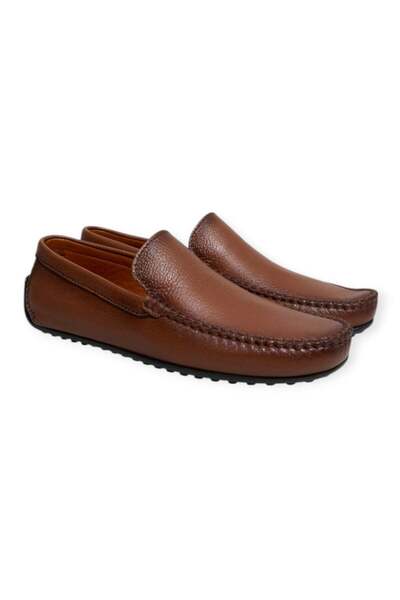 FRANCO CALVANI Brown Laceless Genuine Leather Men's Shoes