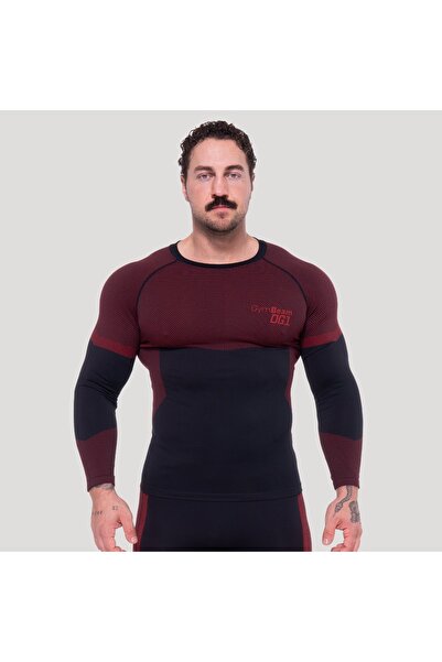 GymBeam OG1 Bluză fără cusături cu mânecă lungă Negru/Roșu L