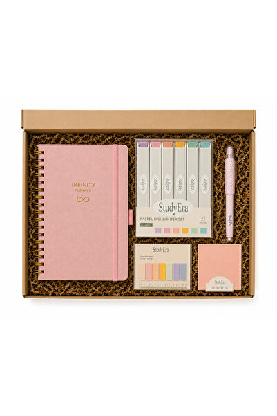 StudyEra Blush Pink Study Box – Pembe A5 Planner Ajanda ve Pastel Kırtasiye Seti