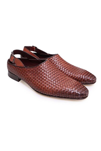 FRANCO CALVANI Brown Laceless Genuine Leather Fully Knitted Leather Sole Men'...