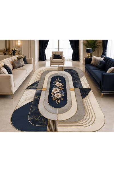 LovisaHome Gri Figürlü Dijital Baskı Halı 120 x 180 cm