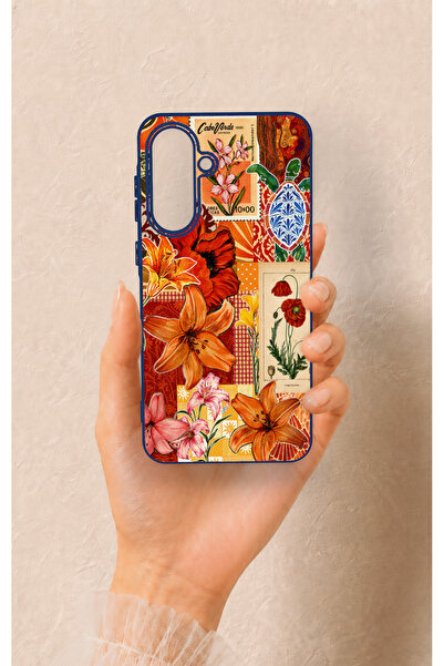 Vip Case Samsung A56 Uyumlu Turuncu Zambak Desenli Silikon Kılıf