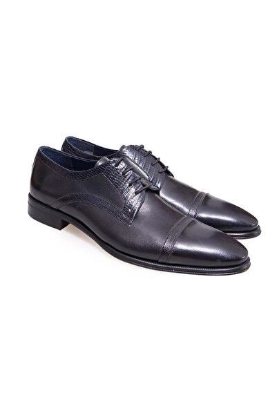 FRANCO CALVANI Black Color Lace-Up Genuine Leather Men's Shoes
