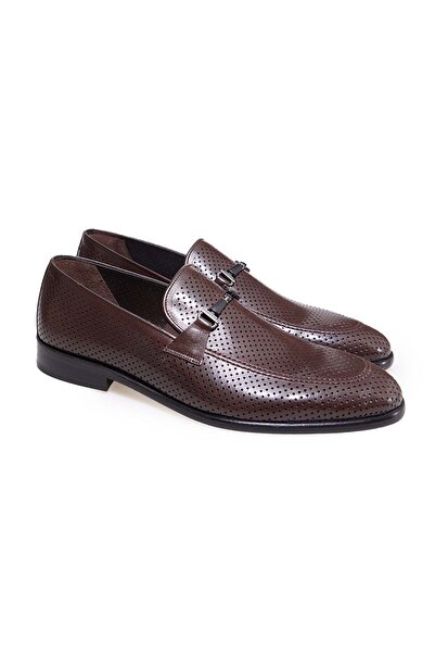 FRANCO CALVANI Brown Laceless Genuine Leather Leather Sole Men's Shoes