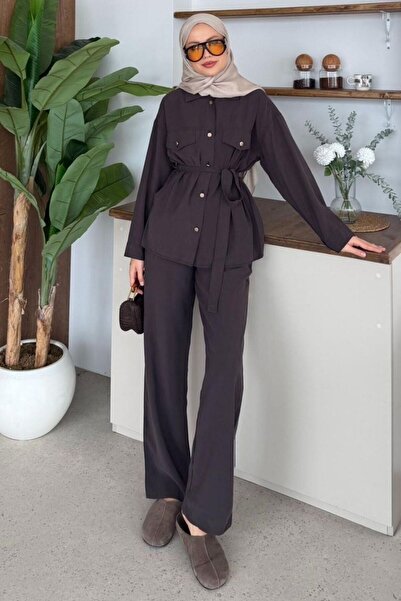 Şule Giyim Piru Modal Suit with Trousers Brown
