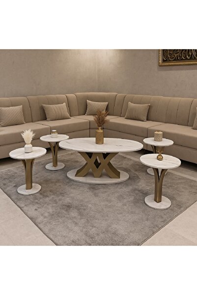 GLAMOURE HOME Modern 5-Piece Service and Hospitality Table Set (1+4)