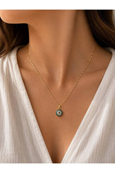 stainless steell Evil Eye Bead Figure Steel Necklace