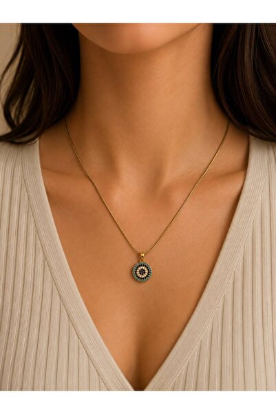 stainless steell Evil Eye Bead Figure Steel Necklace