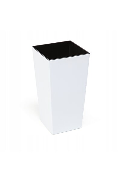 NO BRAND Ghiveci 13/18/24 CM cu inserție, alb lucios, pătrat, modern