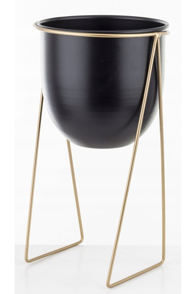 NO BRAND Husă pentru ghiveci pentru suport Negru Auriu Glamour