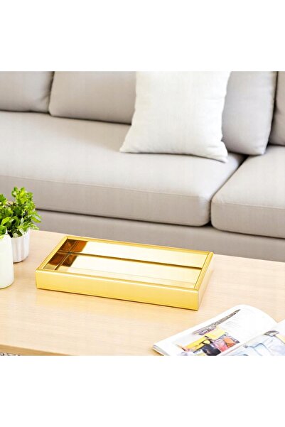 NO BRAND Tavă dreptunghiulară 20x10 CM, placă aurie elegantă glamour