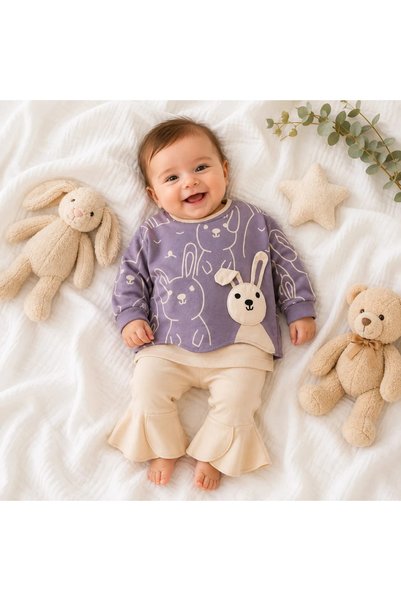 BEBELON Rabbit ear detail piece spanish leg baby set