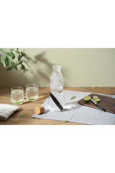 NO BRAND Sticlă de apă din sticlă cu filtru de carbon EAU GOOD capac Negru+Blum