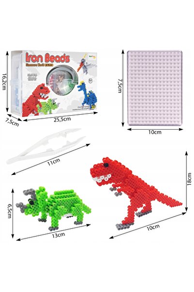 MalPlay Kit DIY de presat mărgele dinozaur, 3000 de piese, șablon 3D, cadou