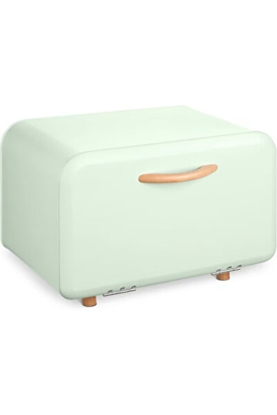 Navaris Bread box made of metal, front opening, 35.2x23.5x23 cm, Light green,...