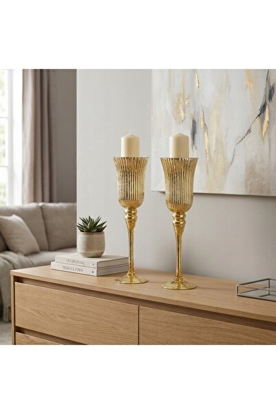 NO BRAND Sfeșnic înalt din sticlă, pe picior, elegant, lampion decorativ, 40 ...