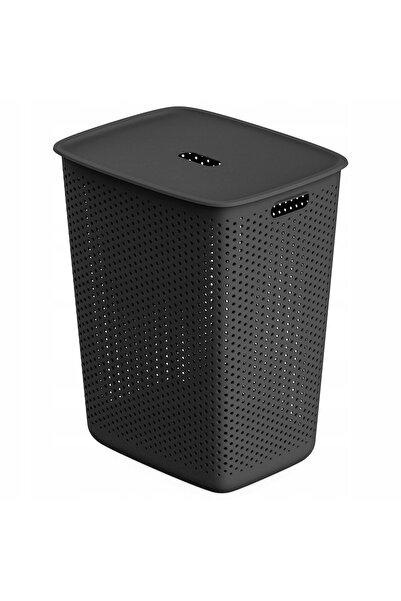 NO BRAND Coș de rufe, recipient organizator pentru rufe, cu capac, negru, 60L