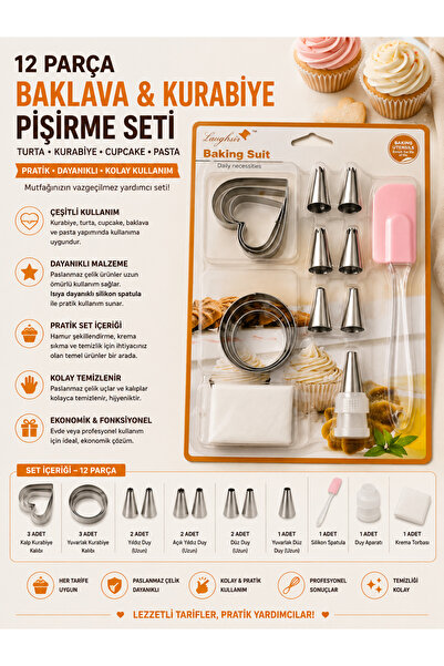 pratikpastacılık 12-Piece Baking Set – Cake, Cupcake, and Dough Shaping Kit