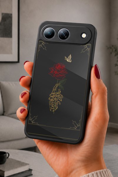 TECNO Spark 40 5G Uyumlu İskeletGül Desenli Kamera Korumalı Darbelere Dayanık...