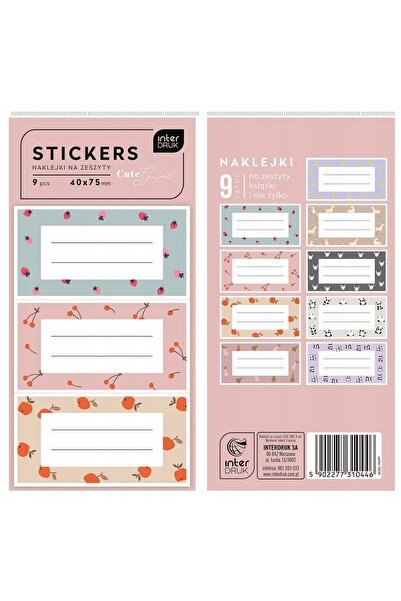 Interdruk Stickere pentru caiete, stickere pentru fete, 9 bucăți x36