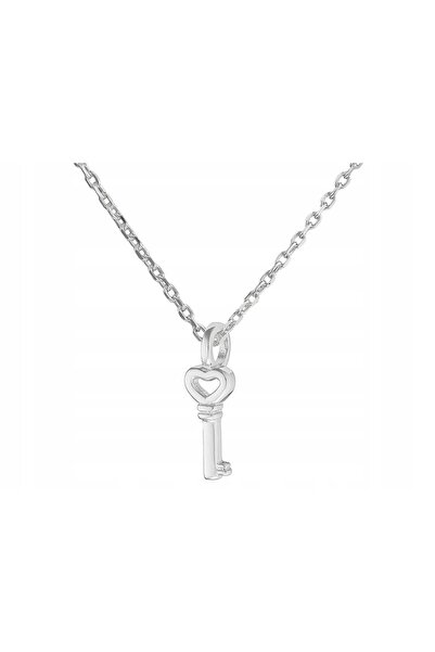 NO BRAND Colier Choker Scurt cu Cheie, Argintiu, Minimalist, pentru Femei, 35 cm