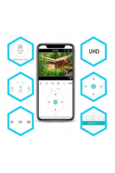 NO BRAND Cameră WiFi exterioară rotativă, 8 MP, ZOOM UHD 2160p, NOTIFICĂRI 4K...