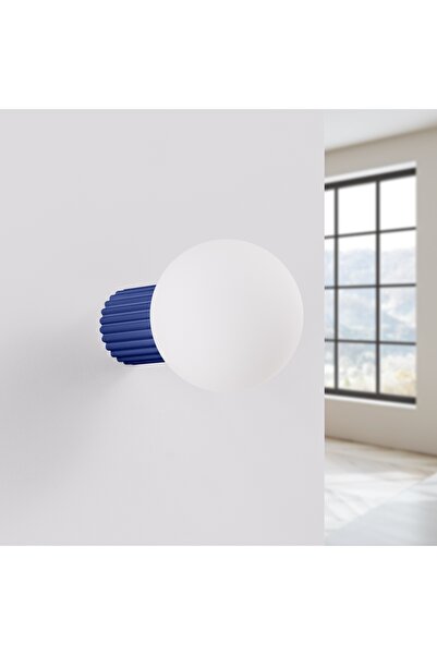 Sollux Lighting Aplică de perete ultramarină, cu suprafață striată, sferă de ...