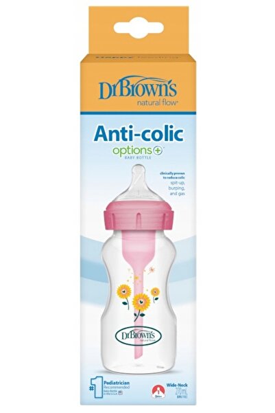 NO BRAND Biberon DR BROWN'S ANTI-COLIC OPTIONS+ cu gât larg 0+ 270ML, tetină ...