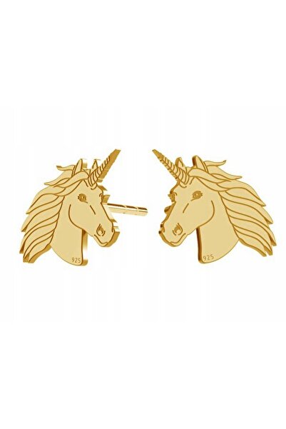 NO BRAND Cercei din argint placat cu aur, cu unicorni, mari, aurii, pentru fe...