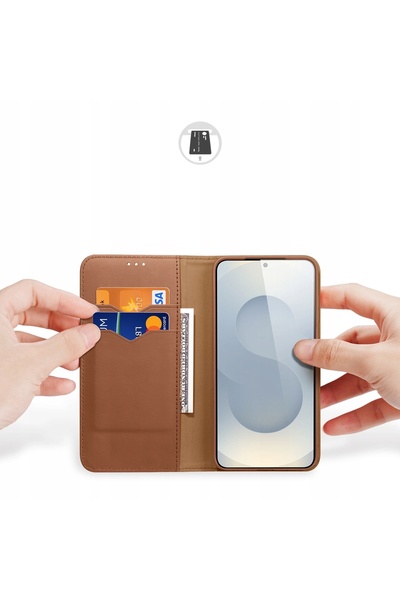 Dux Ducis Husă din piele Hivo maro pentru Samsung Galaxy S25 Edge