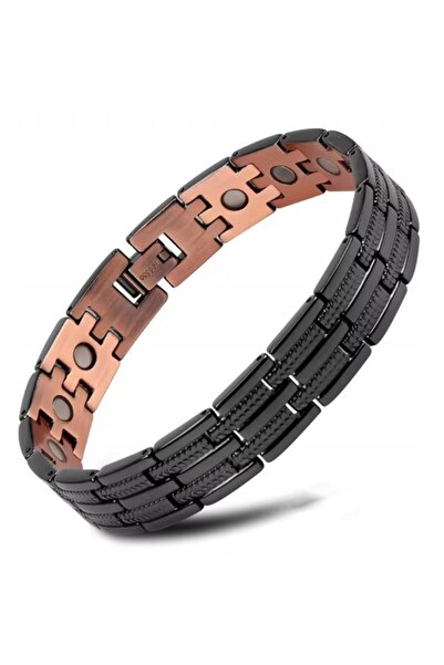 NO BRAND Brățară de cupru cu magneți de neodim, strat negru, 22 cm, gratuit