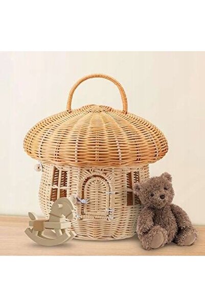 NO BRAND Coș decorativ din răchită în formă de ciupercă 25x25cm Universal