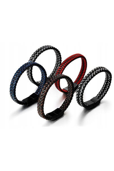 NO BRAND Brățară din piele pentru bărbați, cu fir roșu și magnet, 21 cm