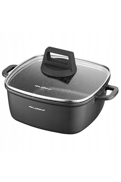 NO BRAND Oală antiaderentă Florina Chef 2.6L 20cm din aluminiu negru pentru i...
