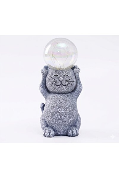 NO BRAND Figurină Pisică Solară LED de 16CM, Decorațiune pentru Casă și Grădi...