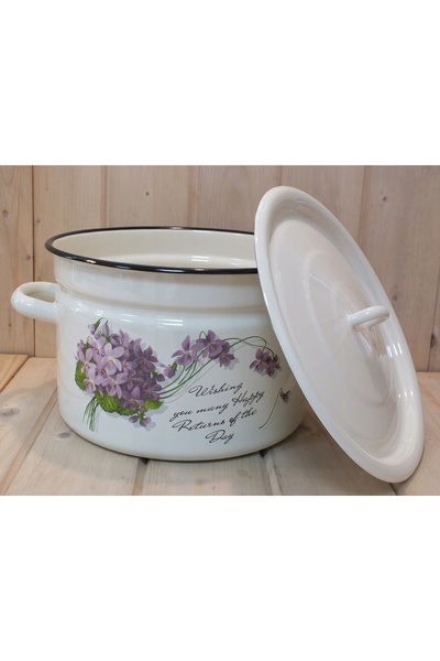 NO BRAND Ghiveci emailat cu capac Net-Pol, model floare de violă, fără, 26 cm...