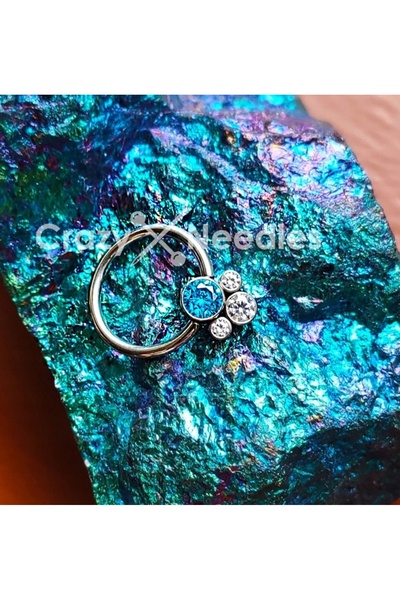 NO BRAND Inel din titan cu zirconii – septum daith 1,2/8