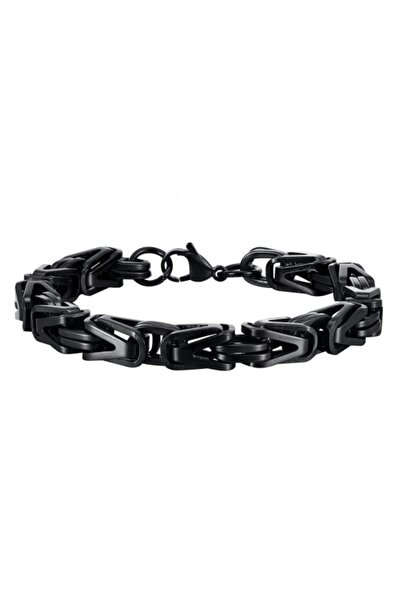 NO BRAND Brățară împletită regală neagră (8 mm) Cutie gratuită 25 cm