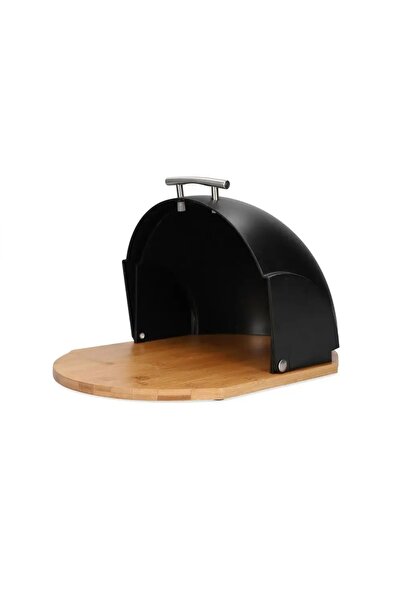 NO BRAND Chlebak DARVIN rotund negru 37x26x22 cm HOMLA