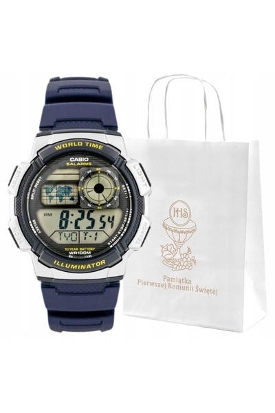 Casio Ceas pentru băieți, cu alarmă și afișaj dată + CUTIE + HUSĂ