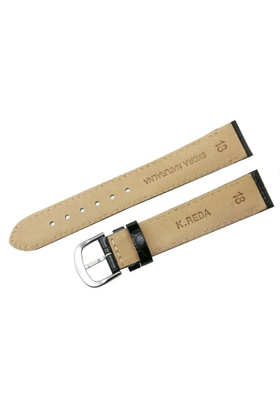 NO BRAND CUREA REDA 18 mm, model „crocodil”, curea neagră, cusături albe, luc...