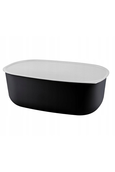 PRACTIC Cutie elegantă neagră pentru pâine cu capac alb - Recipient perfect p...