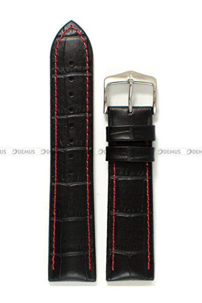 NO BRAND HIRSCH George L - 24mm - Negru/Negru - Curea din piele și cauciuc pe...