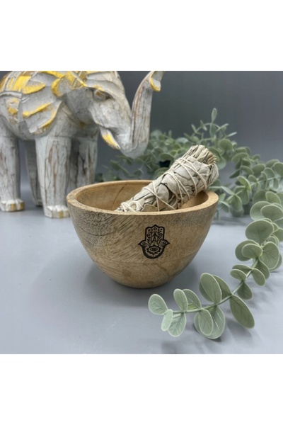 Ancient wisdom Bol ritual din lemn – Hamsa – 12x7 cm