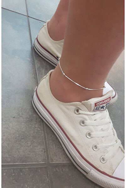 NO BRAND Brățară cu bile argintii în formă de venă, pentru picior/glezna, arg...