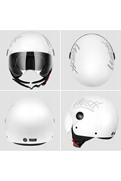 NO BRAND Casca moto Westt clasică jet L 59-60 albă cu vizor ECE SAFE