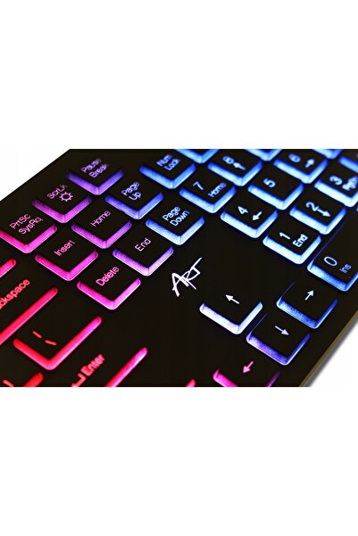 ART Tastatură plată subțire cu membrană, cu fir USB și iluminare de fundal